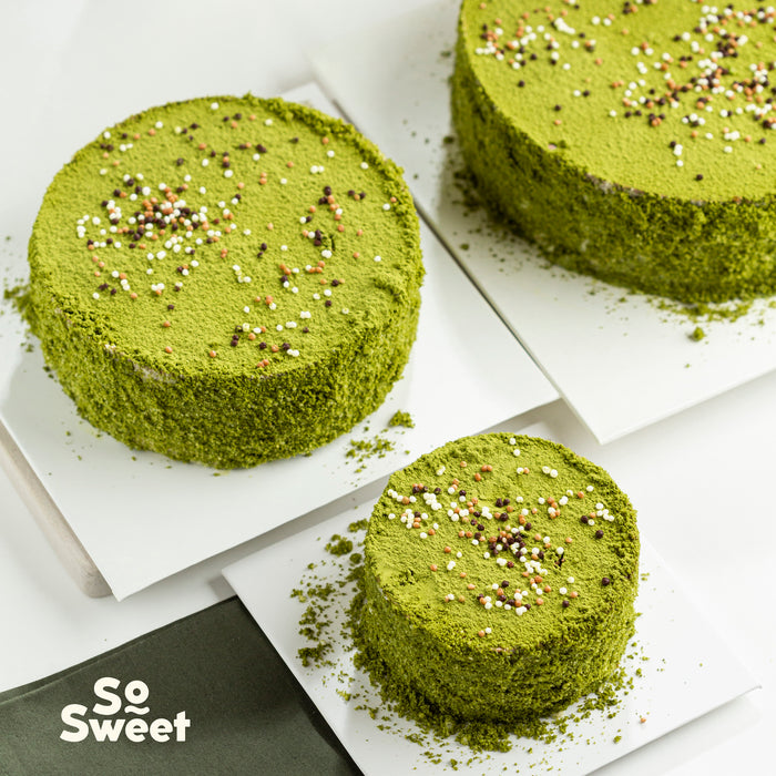 Matcha Chocolate Red Beans and Black Sesame Mousse Cake
