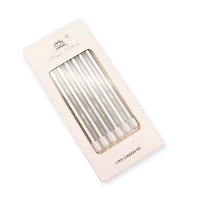 AC-Sliver Long Candles 6-pk