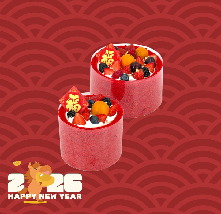 Year of the Horse Red Velvet Fruit Yogurt Cake (Pre-Order Only) 瑞红迎春缤纷水果优格蛋糕