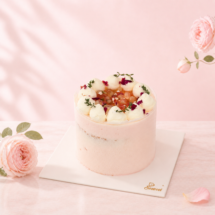 Rose & White Peach Cream Cake