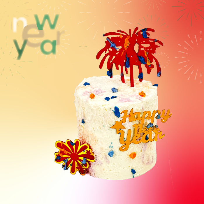 Orange Fireworks Cake 4-inch Plus