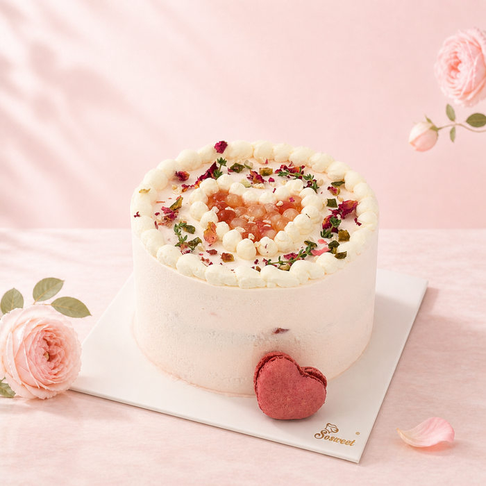 Rose & White Peach Cream Cake