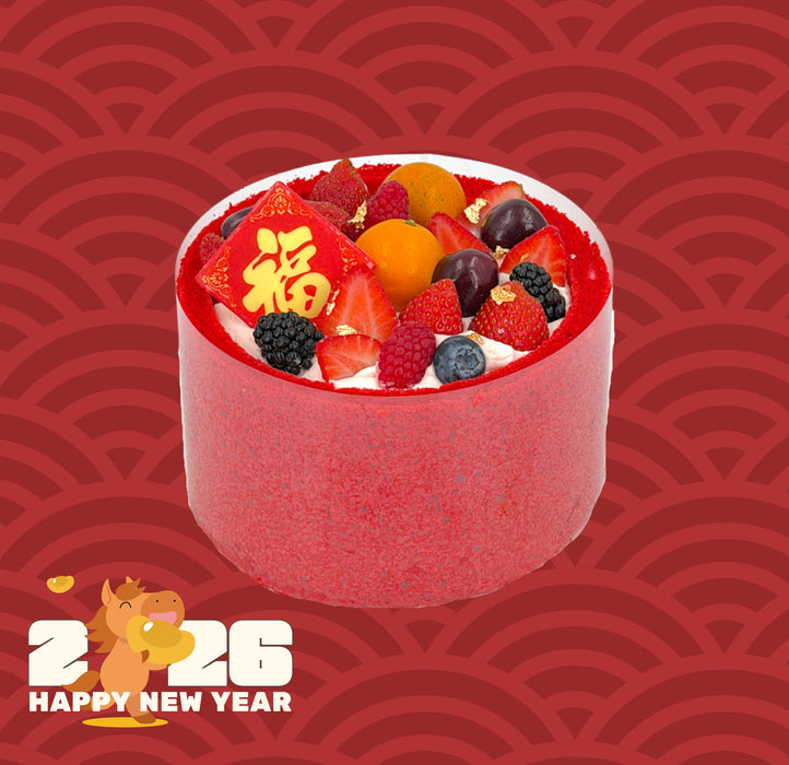 Year of the Horse Red Velvet Fruit Yogurt Cake (Pre-Order Only) 瑞红迎春缤纷水果优格蛋糕