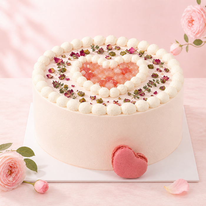Rose & White Peach Cream Cake