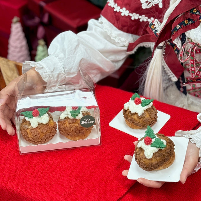 Christmas Holly Choco Raspberry Profiterole 2PC