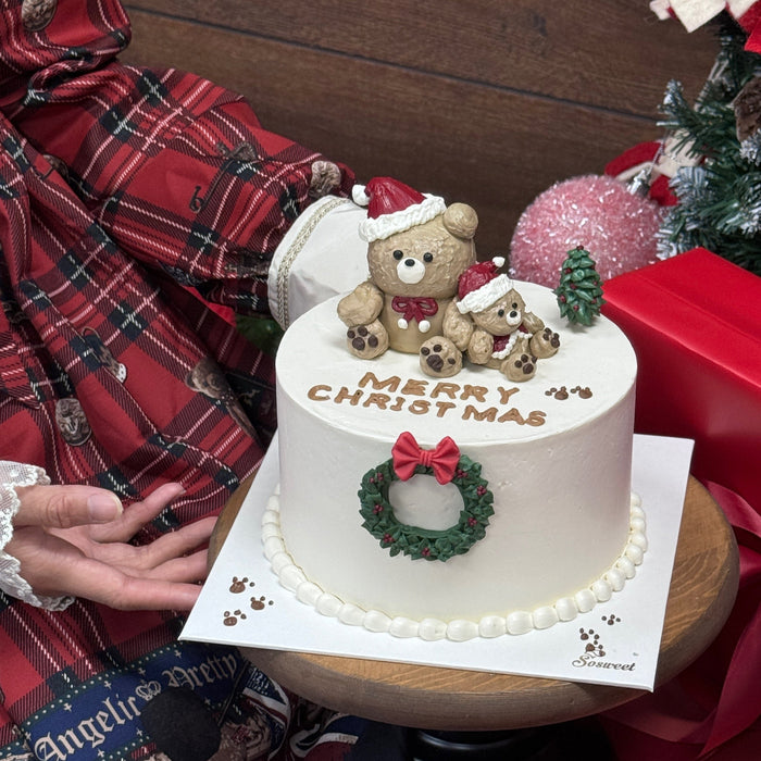 Christmas Teddy Bear Family Cake 6-inch