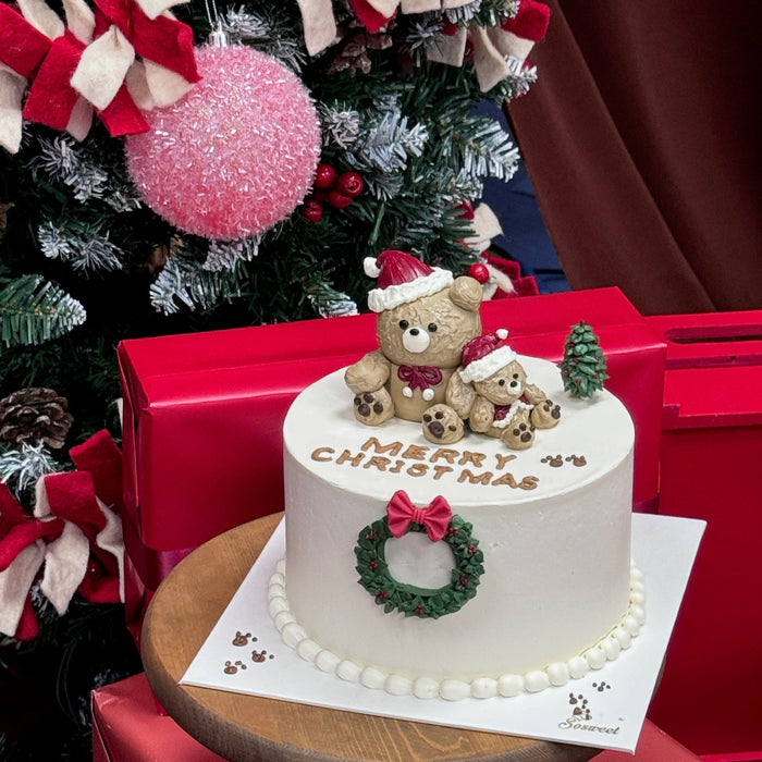 Christmas Teddy Bear Family Cake 6-inch