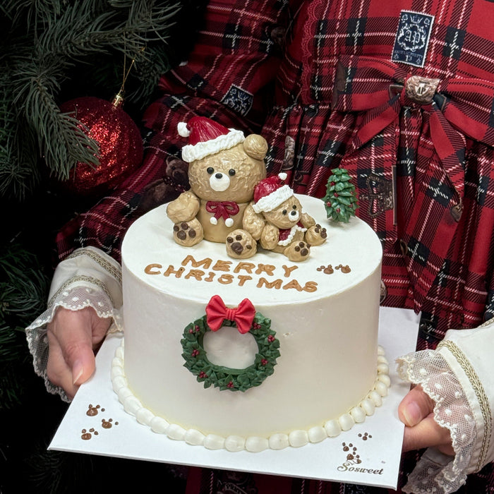 Christmas Teddy Bear Family Cake 6-inch