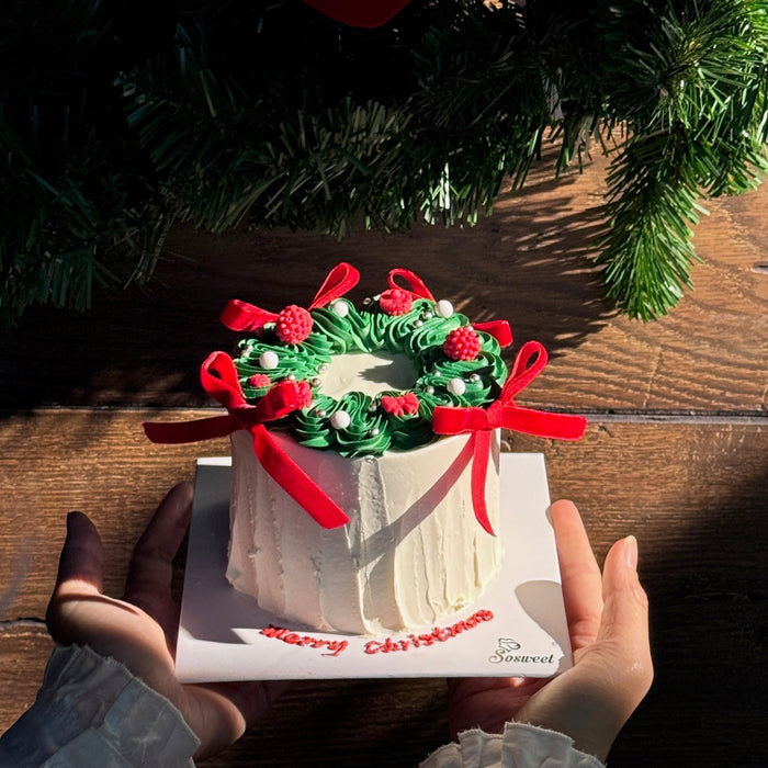 Christmas Wreath Ribbon Cake 4-inch