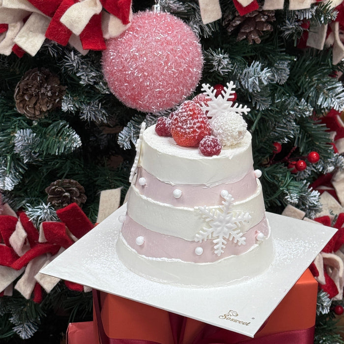 Christmas Strawberry Snowflake Cake 5-inch